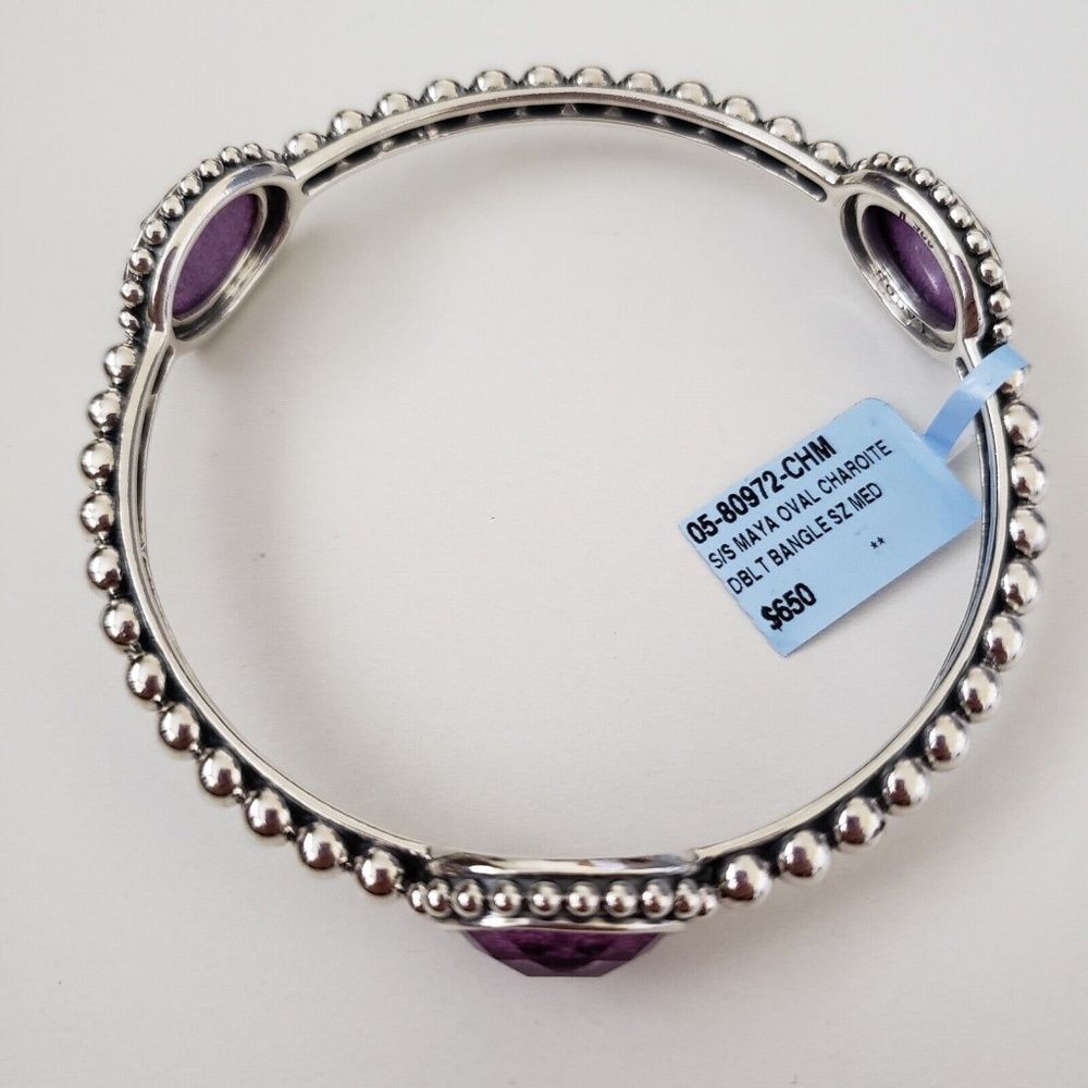 LAGOS Sterling Silver Maya Oval Charoite Doublet Bangle Bracelet - Picture 4 of 5